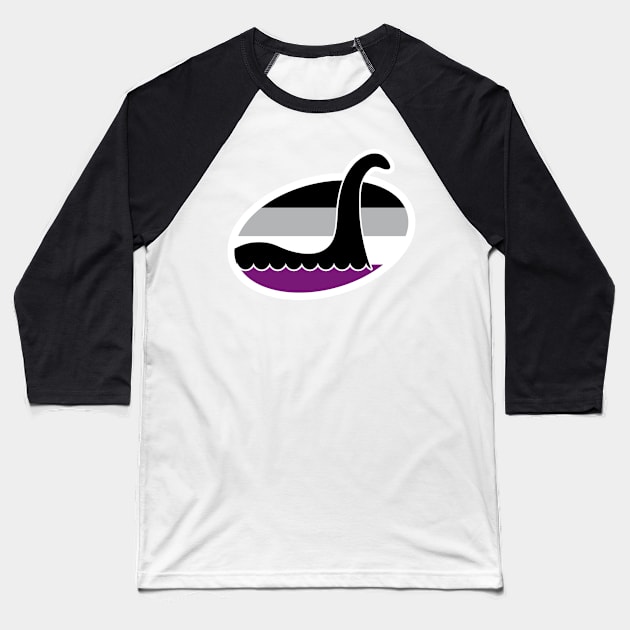 Asexual Nessie Cryptid Pride Baseball T-Shirt by Nerd Trinkets